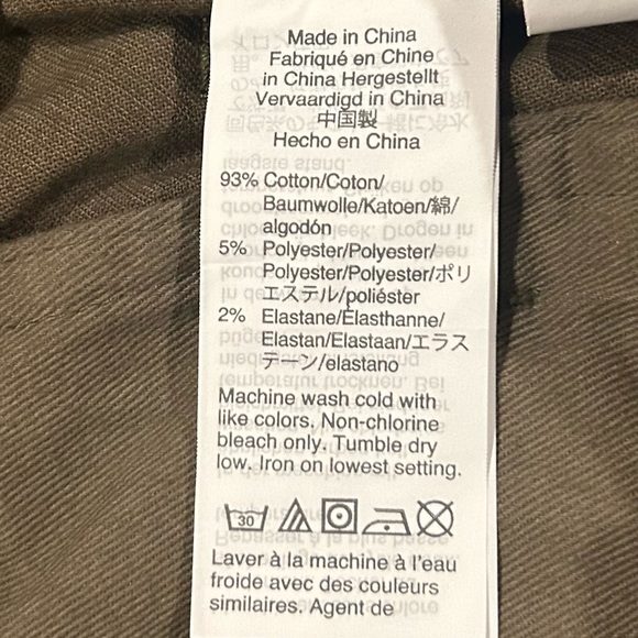 Madewell Men’s Slim Brushed Chino Pants Olive Colored Size 36 x 34 - Picture 10 of 14